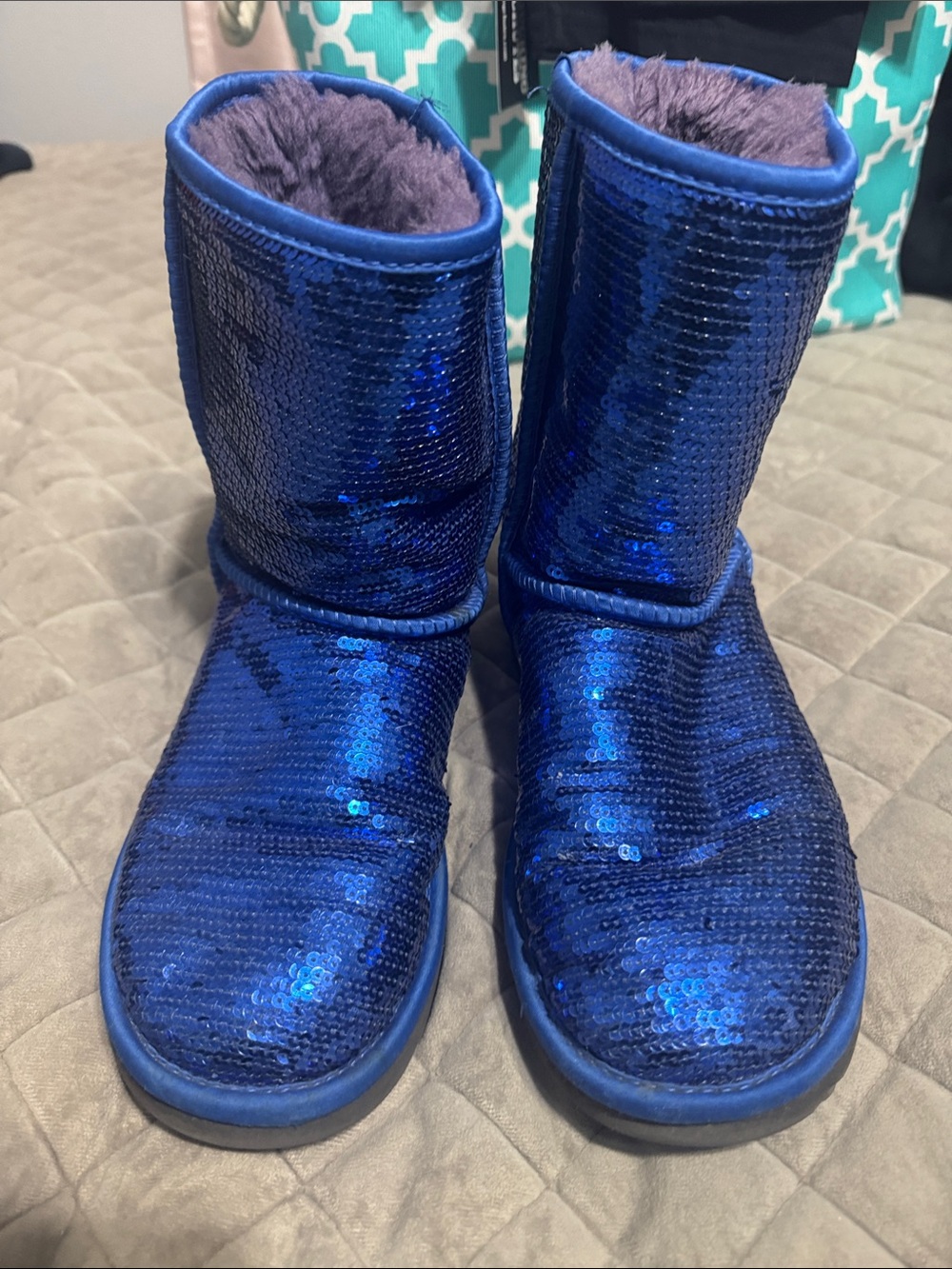 UGG Blue Sequin Classic Short Boots